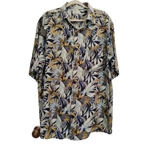 Summa Men's Shirt‎ Large Hawaiian Tropical Cotton Rayon Short-Sleeved